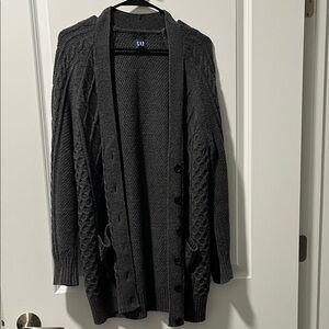 GAP Women's Charcoal Cable Knit Cardigan